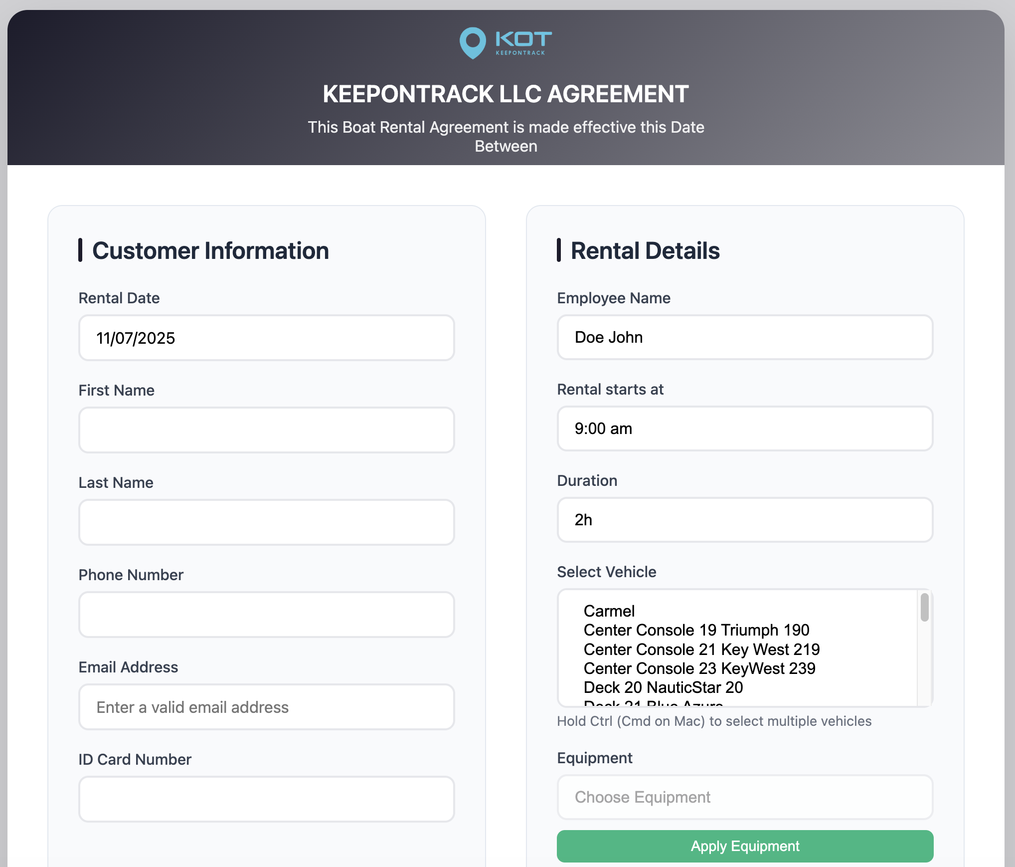 Digital Waiver - Step 1